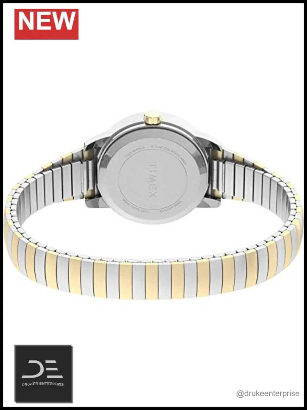 White Dial Arabic Numerals Date Window Stainless Steel Expansion Band Indiglo